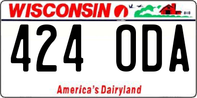 WI license plate 424ODA