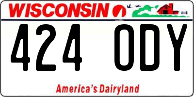 WI license plate 424ODY