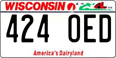 WI license plate 424OED
