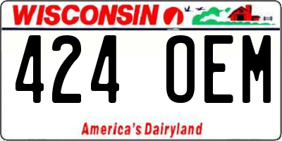 WI license plate 424OEM