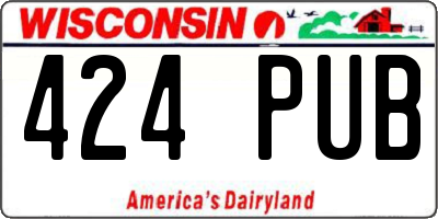 WI license plate 424PUB