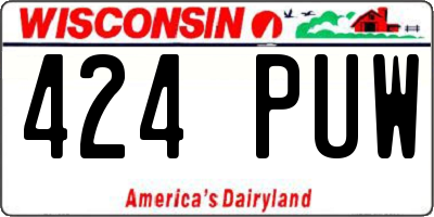 WI license plate 424PUW