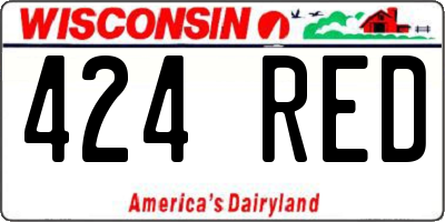 WI license plate 424RED