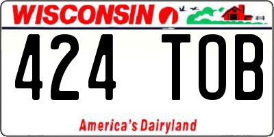 WI license plate 424TOB