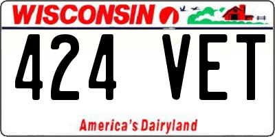 WI license plate 424VET