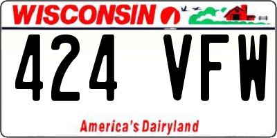 WI license plate 424VFW
