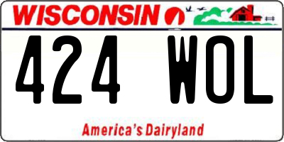 WI license plate 424WOL