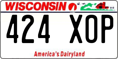 WI license plate 424XOP