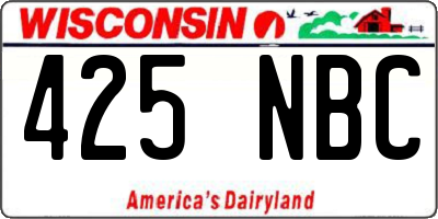 WI license plate 425NBC