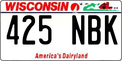 WI license plate 425NBK