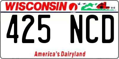 WI license plate 425NCD