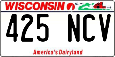 WI license plate 425NCV