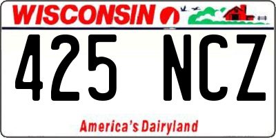 WI license plate 425NCZ
