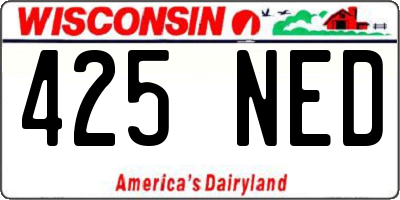 WI license plate 425NED