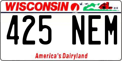 WI license plate 425NEM