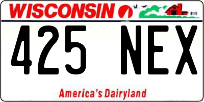 WI license plate 425NEX