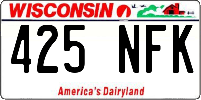 WI license plate 425NFK