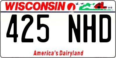 WI license plate 425NHD