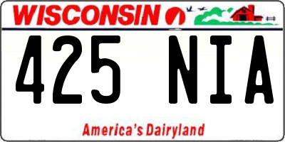 WI license plate 425NIA