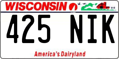 WI license plate 425NIK