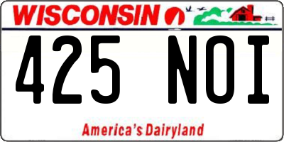WI license plate 425NOI