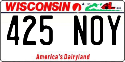 WI license plate 425NOY