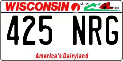WI license plate 425NRG