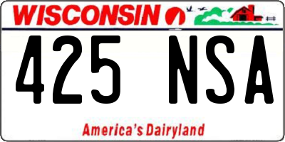 WI license plate 425NSA