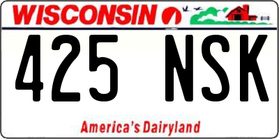 WI license plate 425NSK