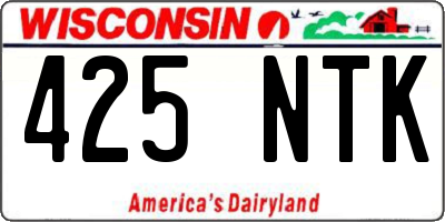WI license plate 425NTK
