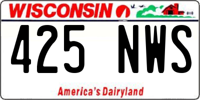 WI license plate 425NWS