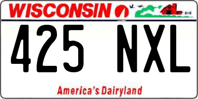 WI license plate 425NXL