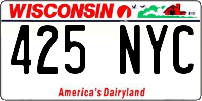 WI license plate 425NYC