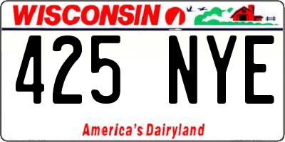 WI license plate 425NYE