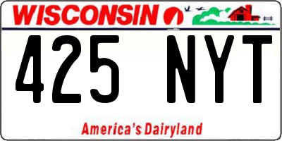 WI license plate 425NYT