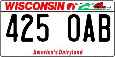 WI license plate 425OAB