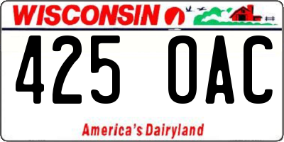 WI license plate 425OAC