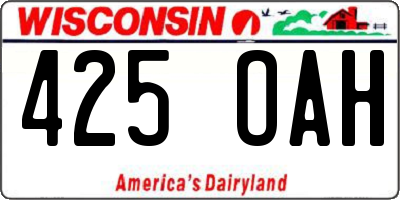 WI license plate 425OAH