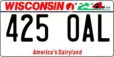 WI license plate 425OAL