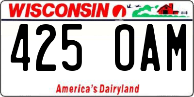 WI license plate 425OAM