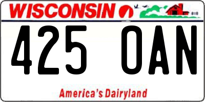 WI license plate 425OAN