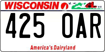 WI license plate 425OAR