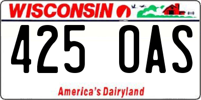 WI license plate 425OAS