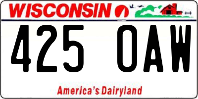 WI license plate 425OAW