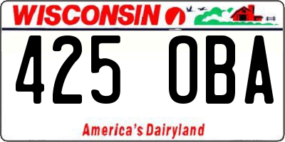 WI license plate 425OBA