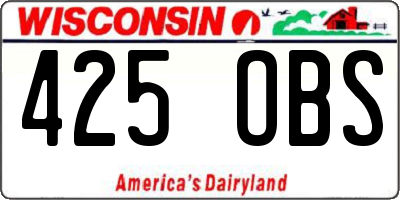 WI license plate 425OBS