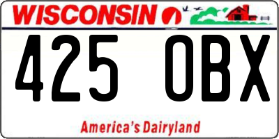 WI license plate 425OBX