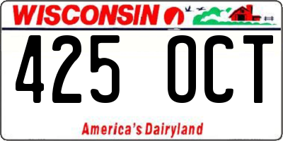 WI license plate 425OCT