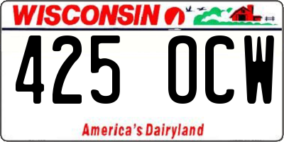 WI license plate 425OCW