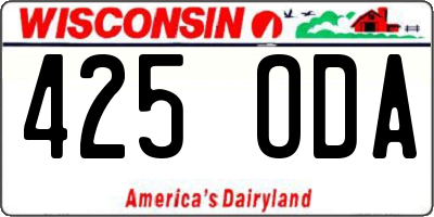 WI license plate 425ODA